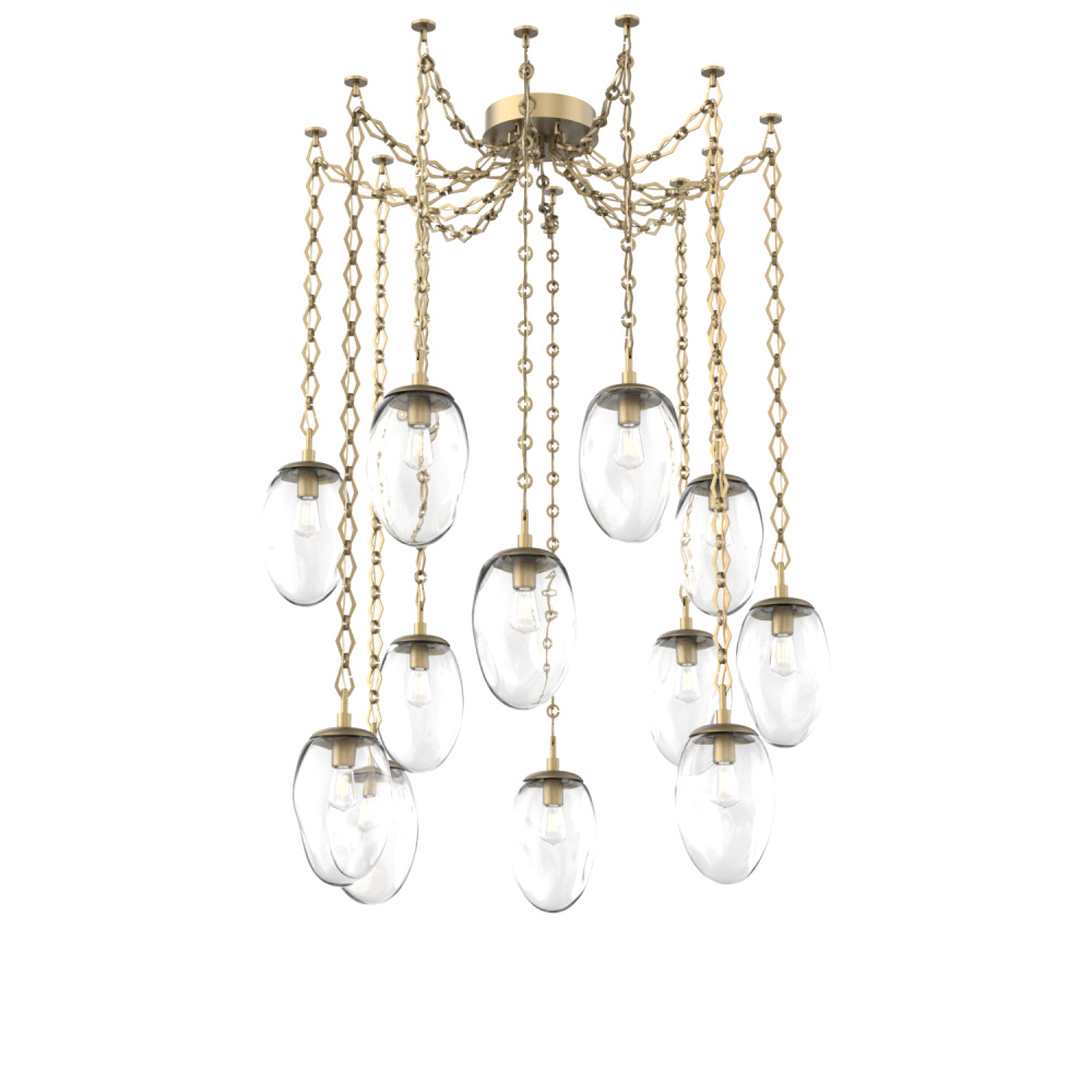 Meteo Bulb Multi Light Pendant Multi Port Canopy Gilded Brass