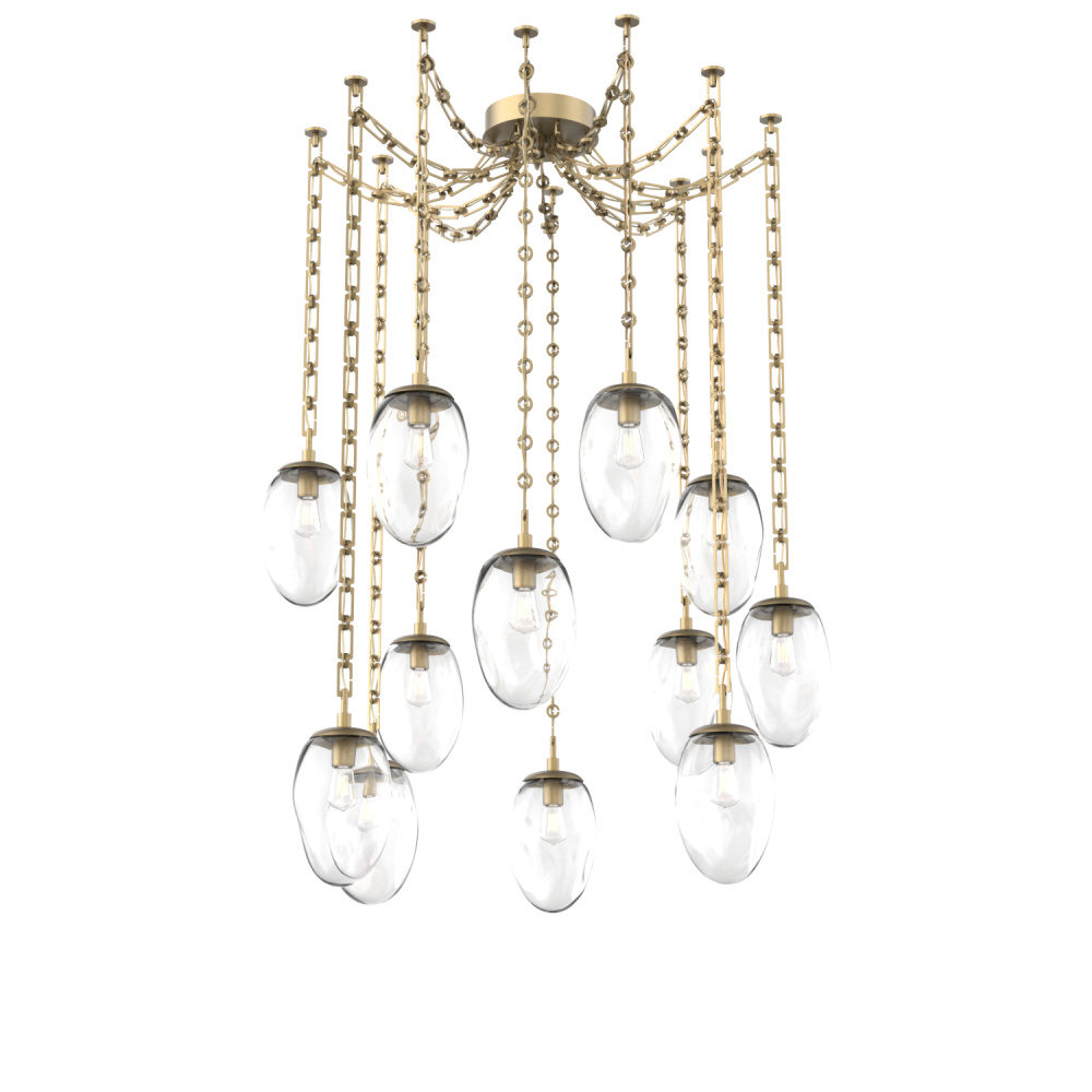 Meteo Bulb Multi Light Pendant Multi Port Canopy Gilded Brass