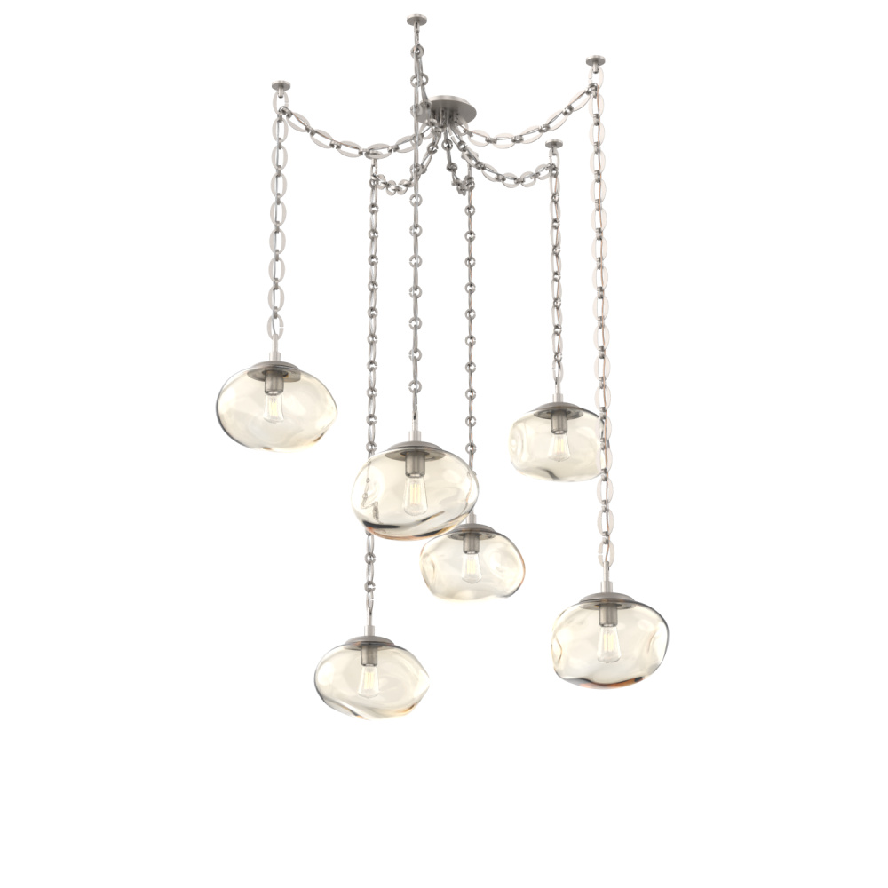 Nova Bulb Multi Light Pendant Multi Port Canopy Beige Silver
