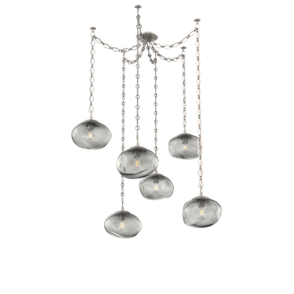Nova Bulb Multi Light Pendant Multi Port Canopy Beige Silver