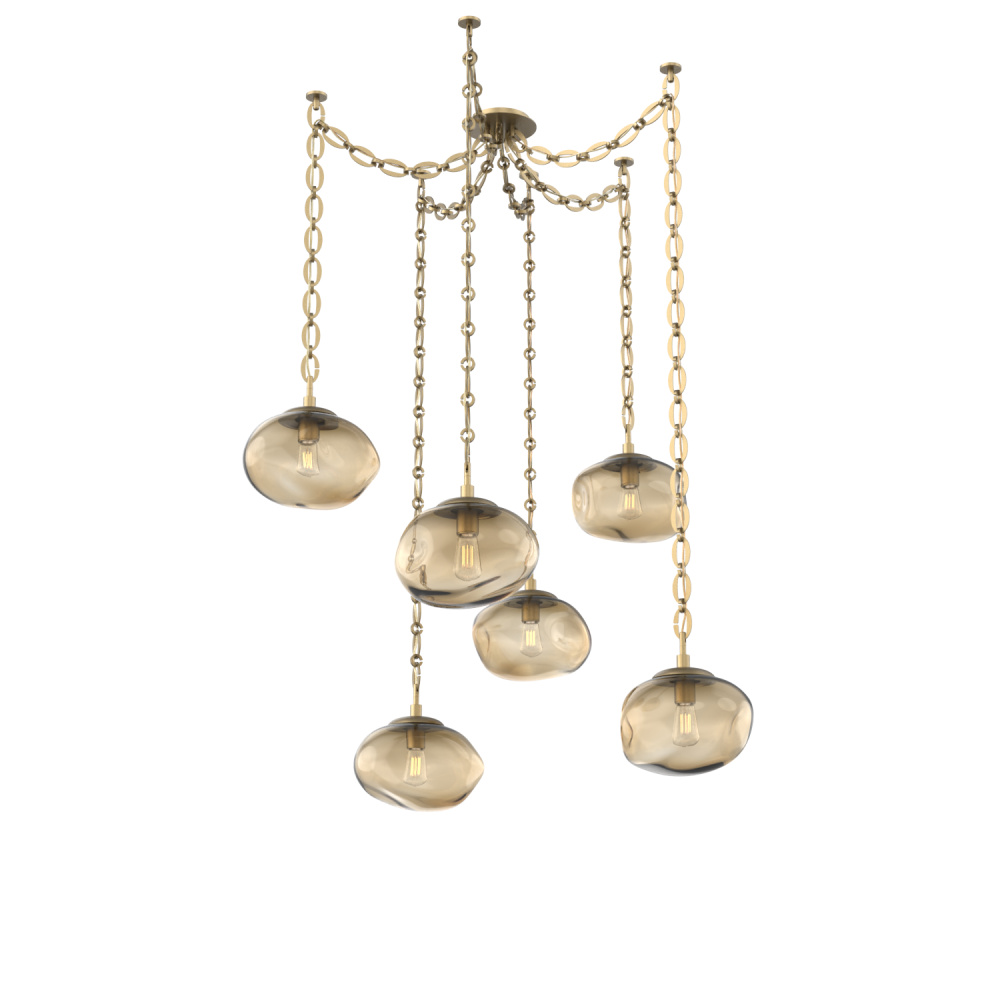 Nova Bulb Multi Light Pendant Multi Port Canopy Gilded Brass
