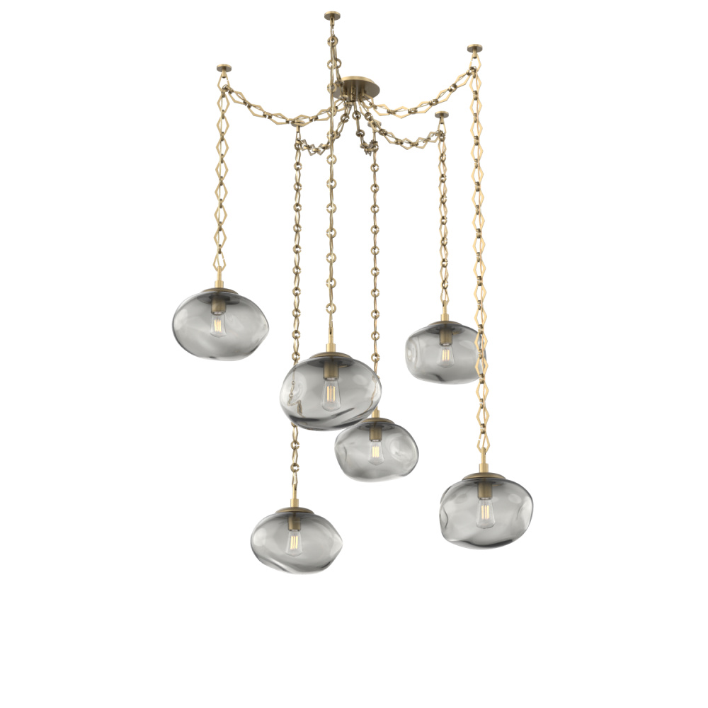 Nova Bulb Multi Light Pendant Multi Port Canopy Gilded Brass