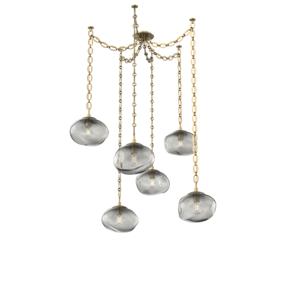 Nova Bulb Multi Light Pendant Multi Port Canopy Gilded Brass