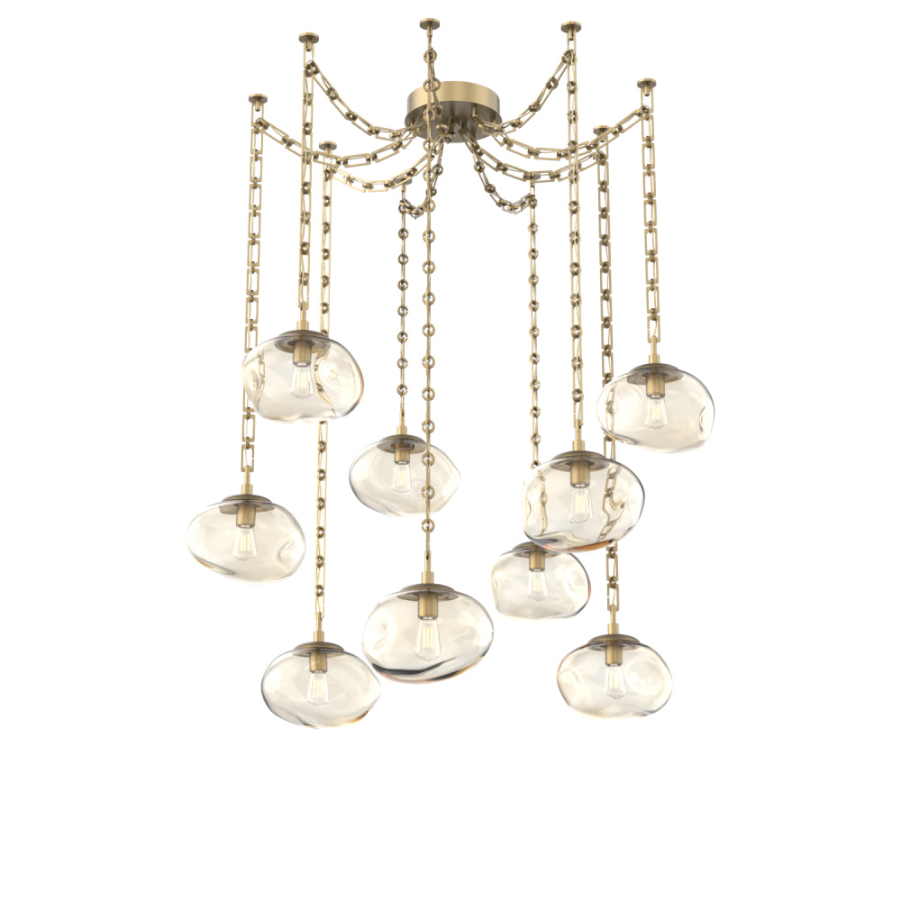 Nova Bulb Multi Light Pendant Multi Port Canopy Gilded Brass