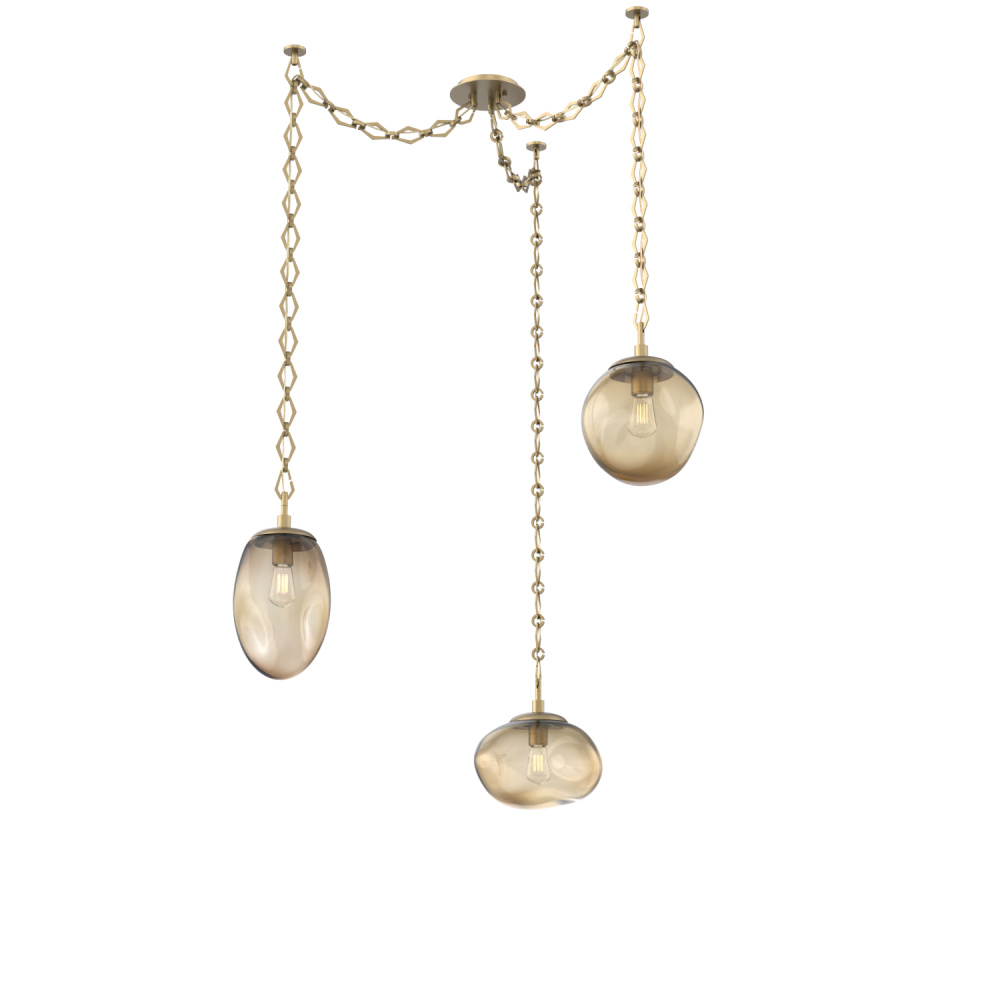 Cosmos Bulb Multi Light Pendant Multi Port Canopy Gilded Brass