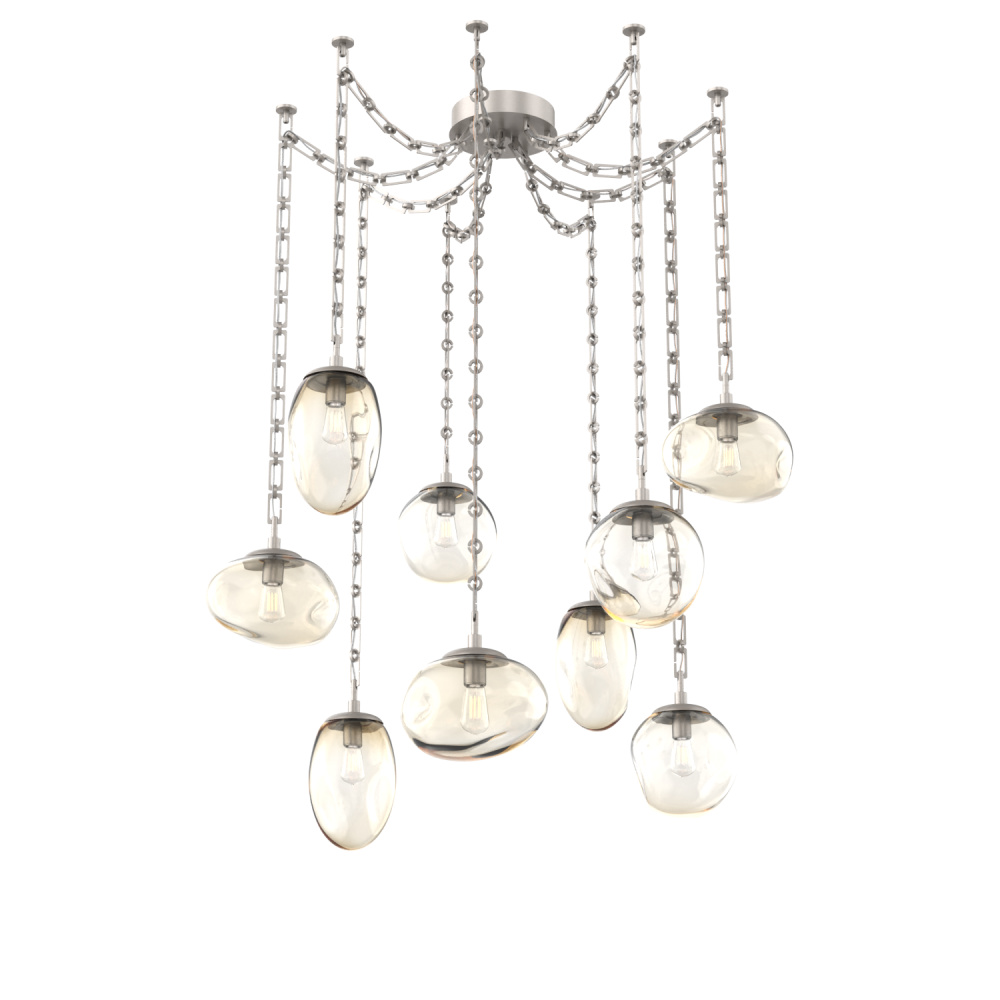 Cosmos Bulb Multi Light Pendant Multi Port Canopy Beige Silver