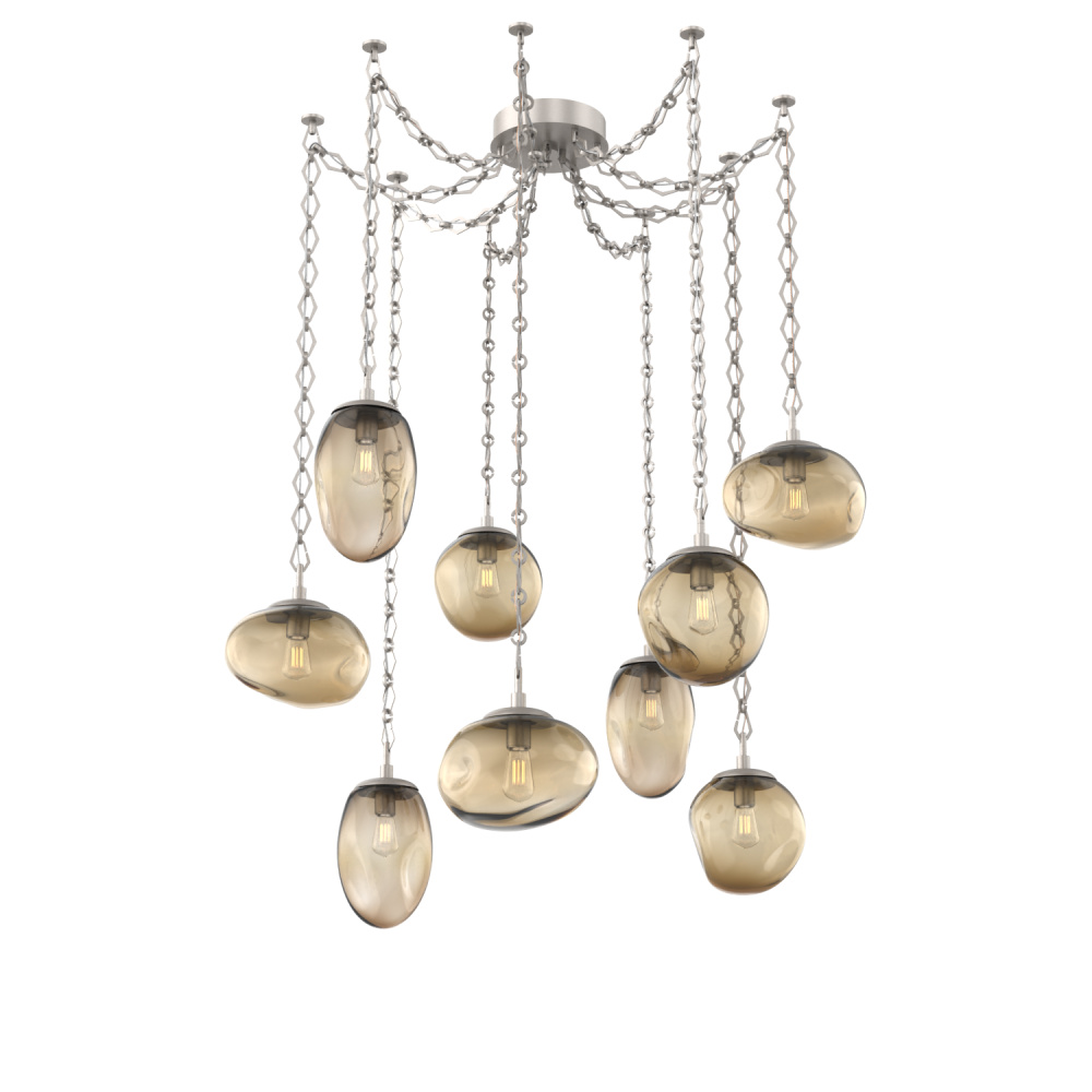 Cosmos Bulb Multi Light Pendant Multi Port Canopy Beige Silver