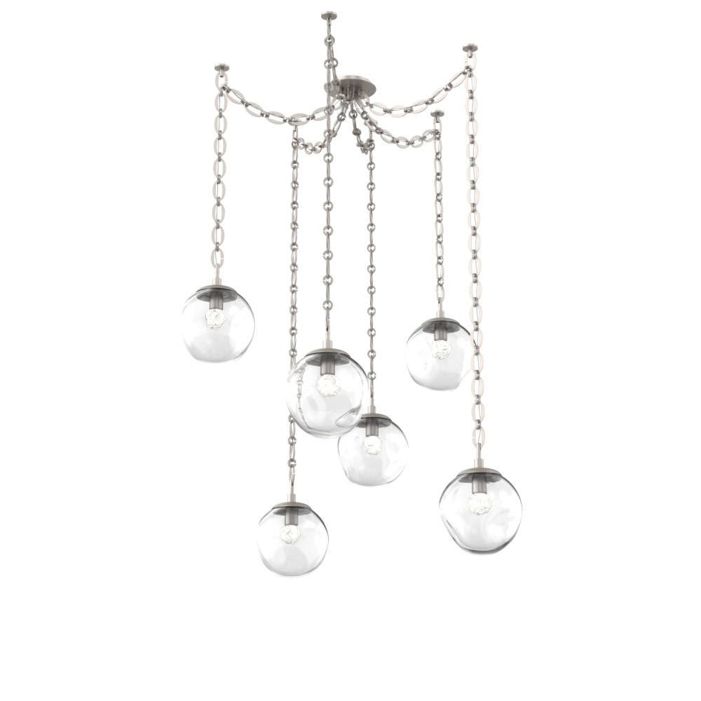 Aster LED Multi Light Pendant Multi Port Canopy Beige Silver