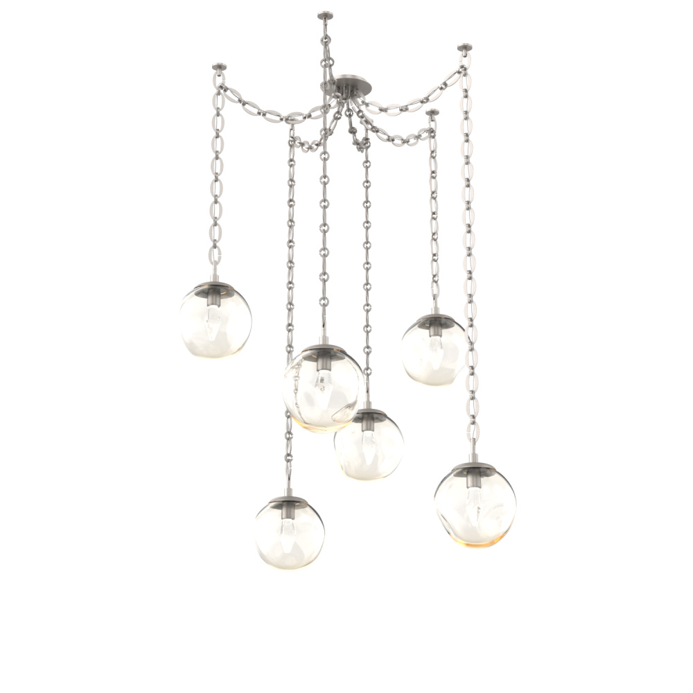 Aster LED Multi Light Pendant Multi Port Canopy Beige Silver