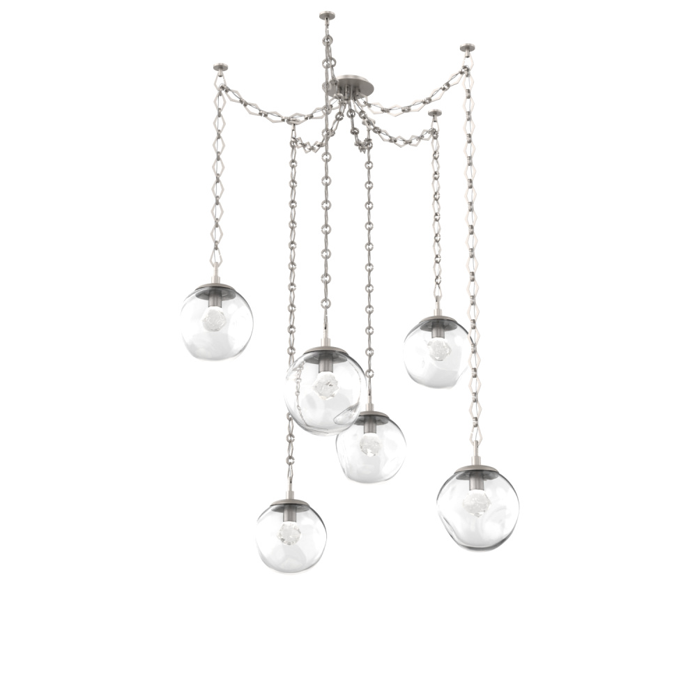 Aster LED Multi Light Pendant Multi Port Canopy Beige Silver