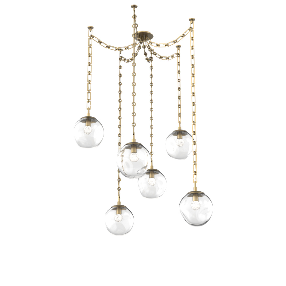 Aster LED Multi Light Pendant Multi Port Canopy Gilded Brass