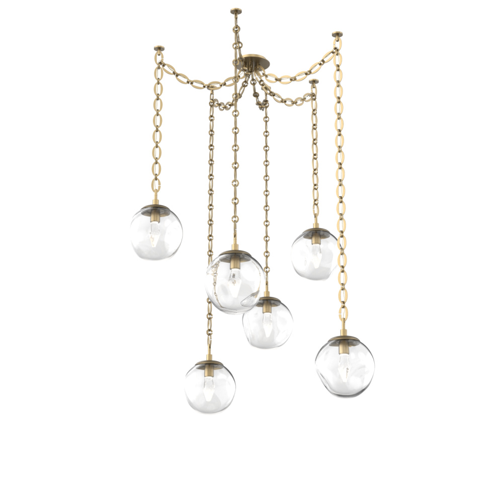 Aster LED Multi Light Pendant Multi Port Canopy Gilded Brass