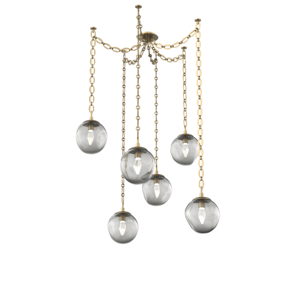 Aster LED Multi Light Pendant Multi Port Canopy Gilded Brass