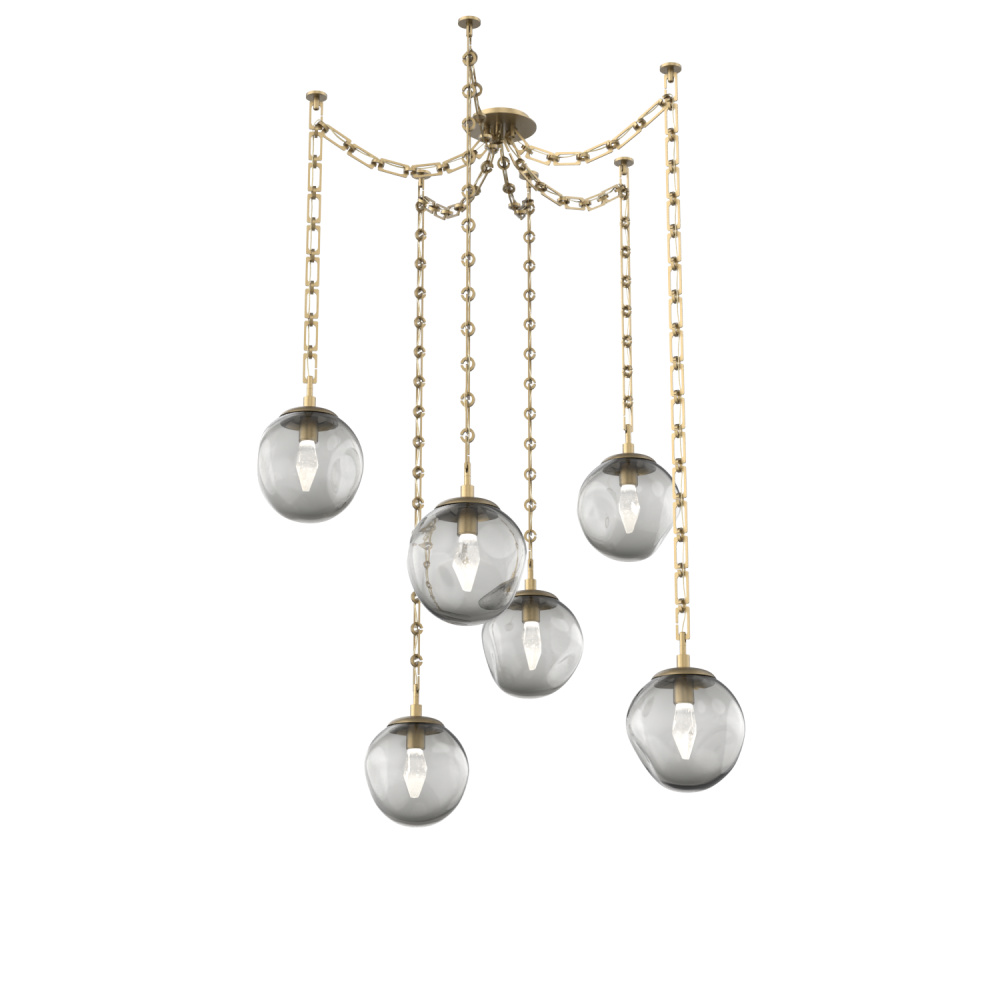 Aster LED Multi Light Pendant Multi Port Canopy Gilded Brass