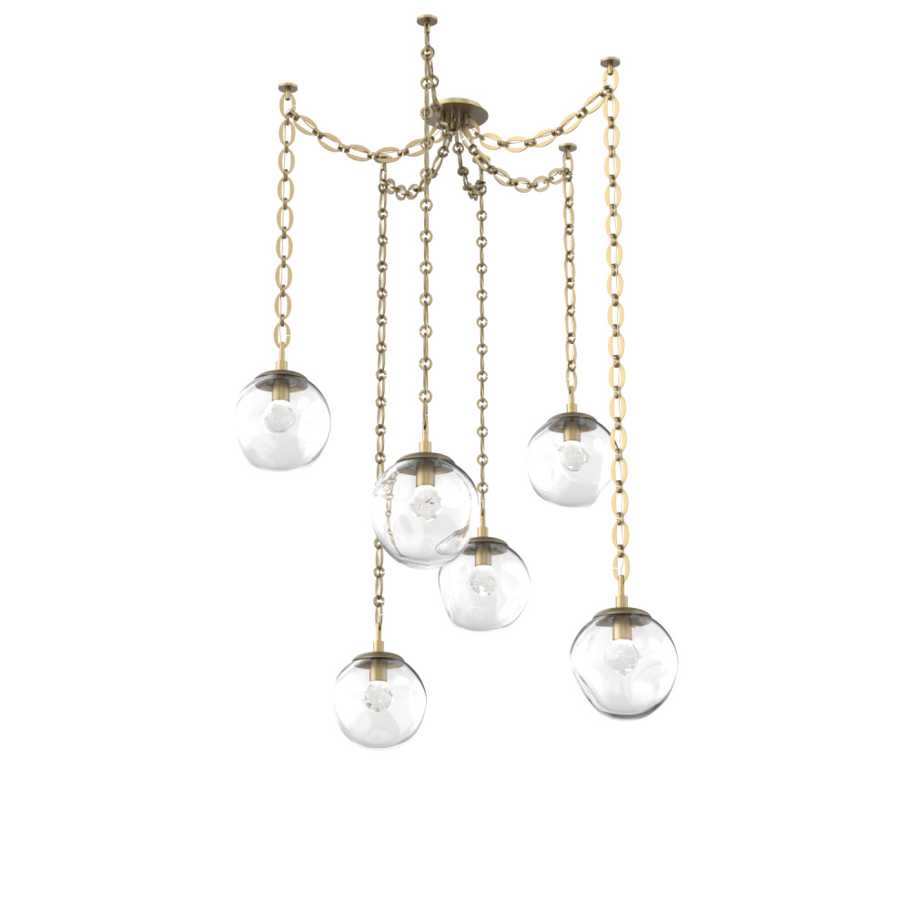 Aster LED Multi Light Pendant Multi Port Canopy Gilded Brass