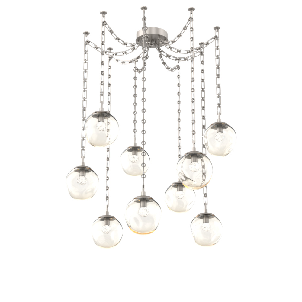 Aster LED Multi Light Pendant Multi Port Canopy Beige Silver