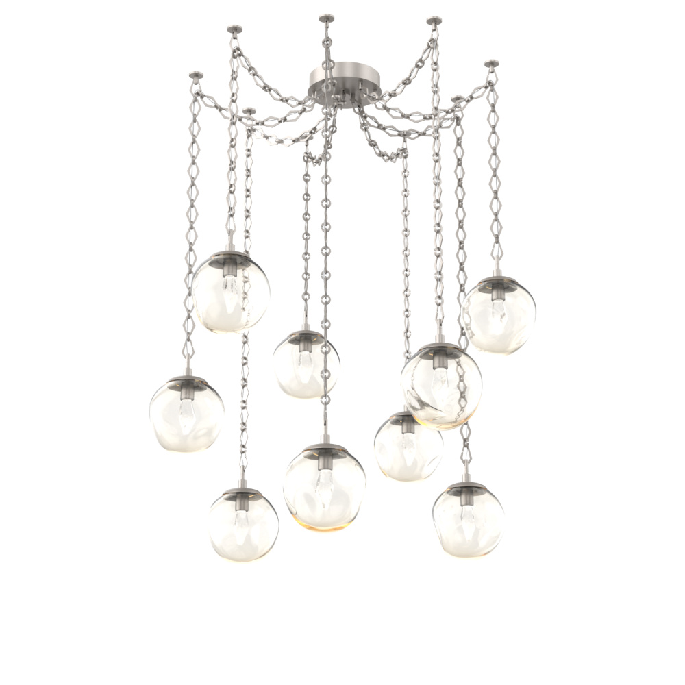 Aster LED Multi Light Pendant Multi Port Canopy Beige Silver