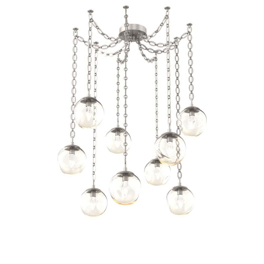 Aster LED Multi Light Pendant Multi Port Canopy Beige Silver