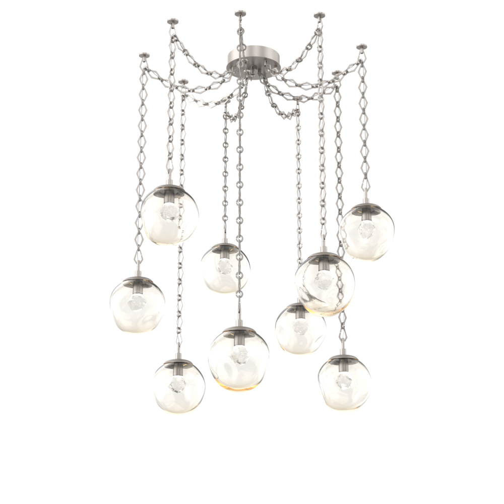 Aster LED Multi Light Pendant Multi Port Canopy Beige Silver