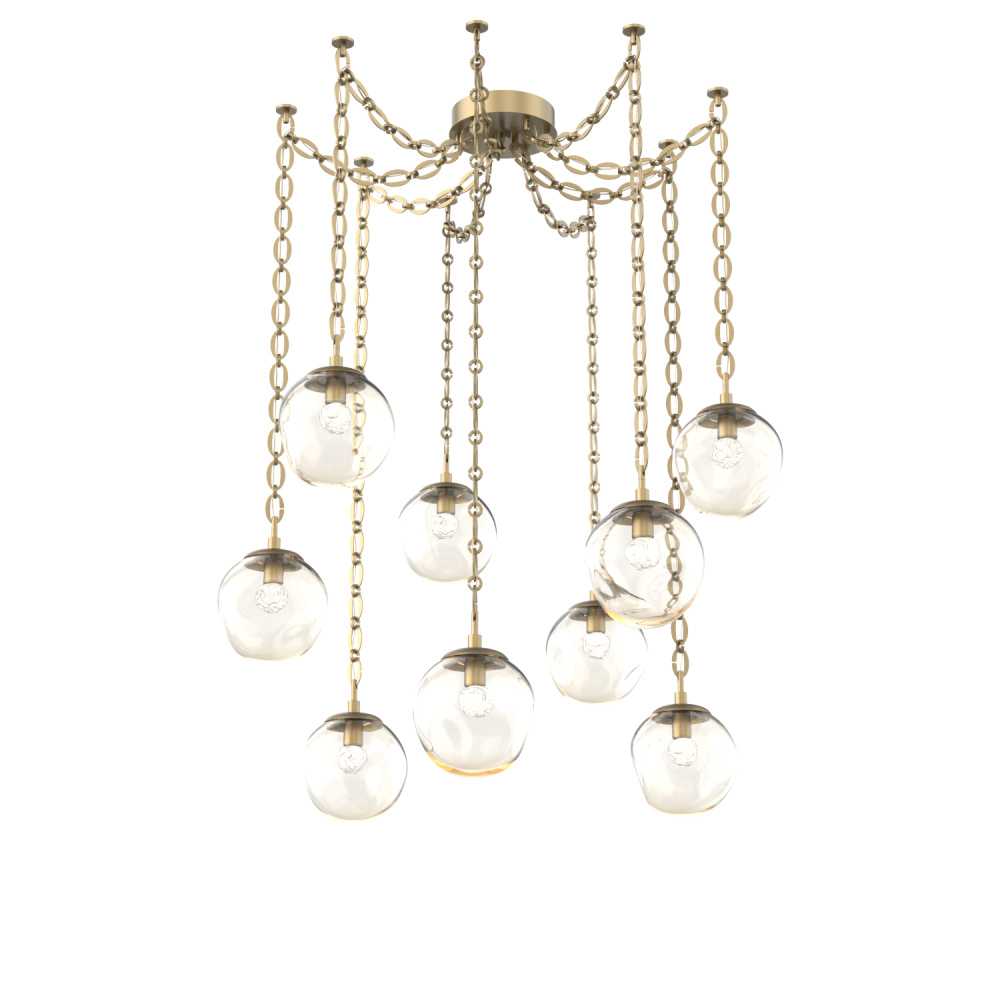 Aster LED Multi Light Pendant Multi Port Canopy Gilded Brass