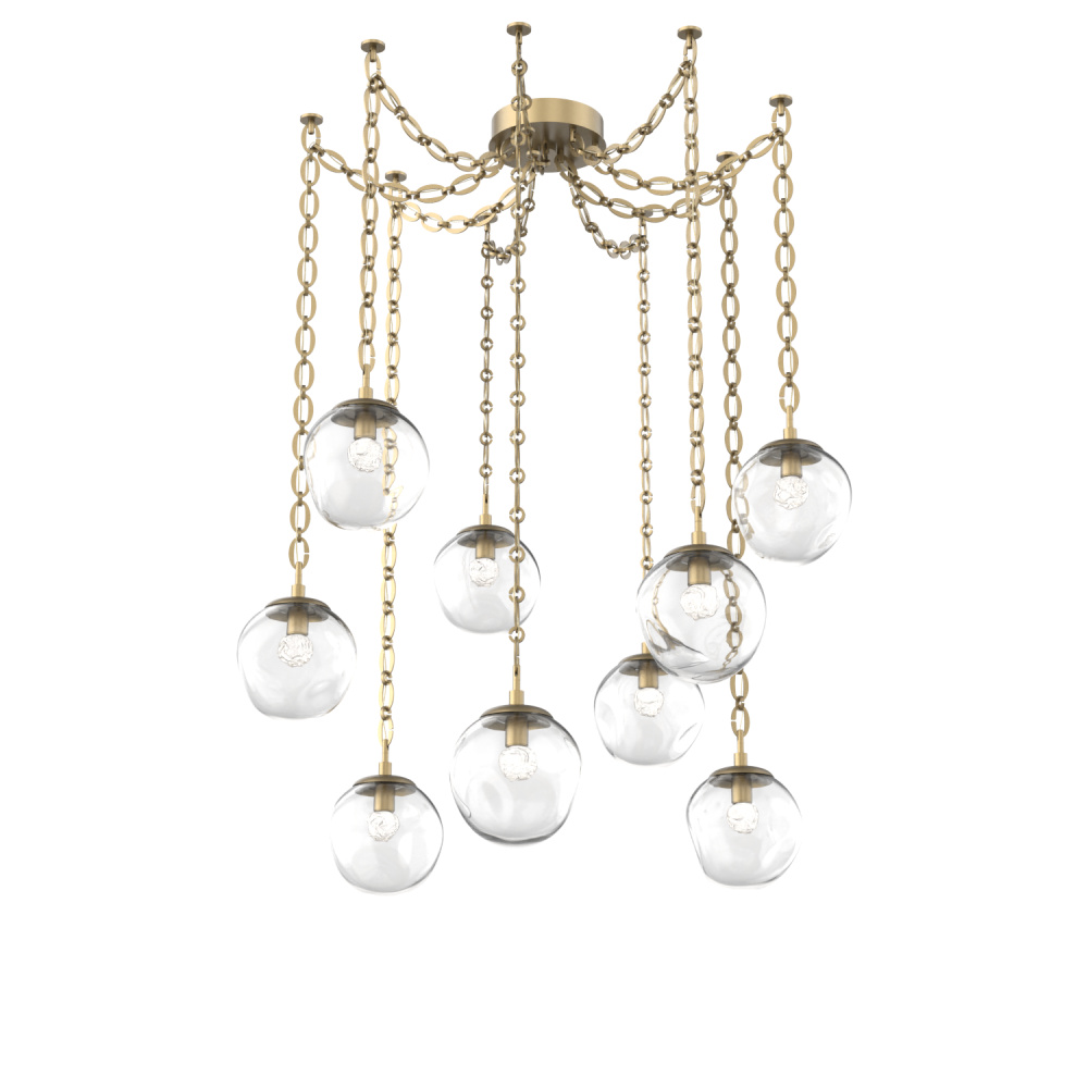 Aster LED Multi Light Pendant Multi Port Canopy Gilded Brass