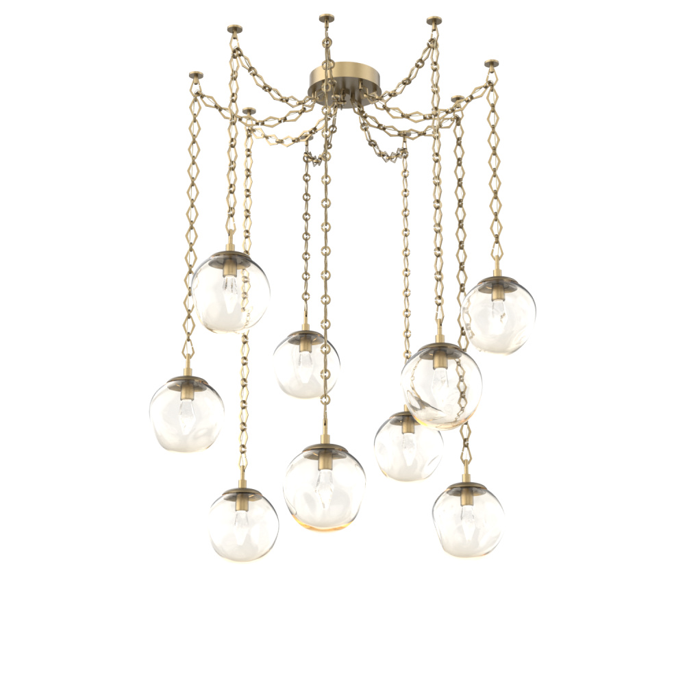 Aster LED Multi Light Pendant Multi Port Canopy Gilded Brass