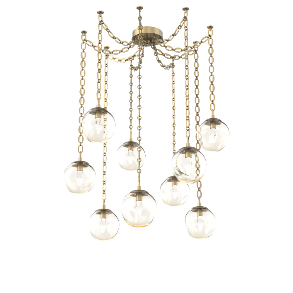 Aster LED Multi Light Pendant Multi Port Canopy Gilded Brass