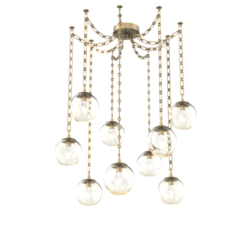 Aster LED Multi Light Pendant Multi Port Canopy Gilded Brass