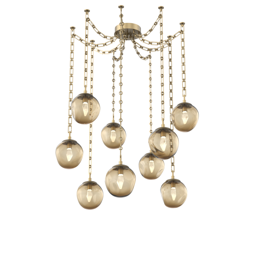 Aster LED Multi Light Pendant Multi Port Canopy Gilded Brass