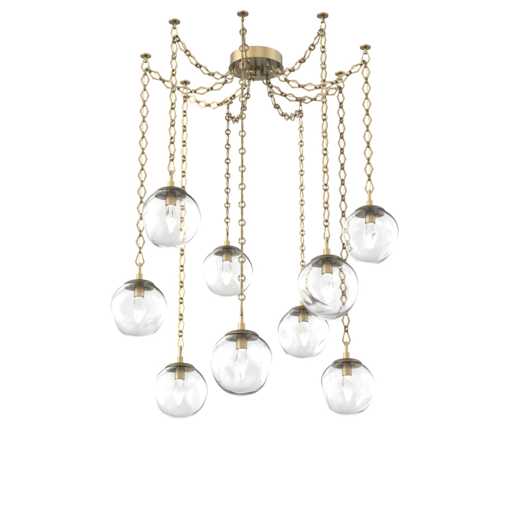 Aster LED Multi Light Pendant Multi Port Canopy Gilded Brass