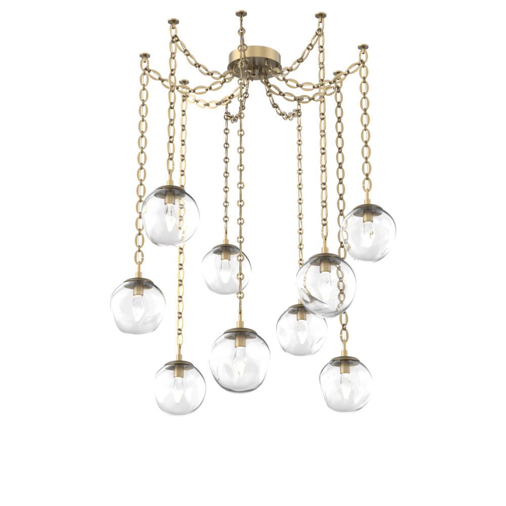 Aster LED Multi Light Pendant Multi Port Canopy Gilded Brass