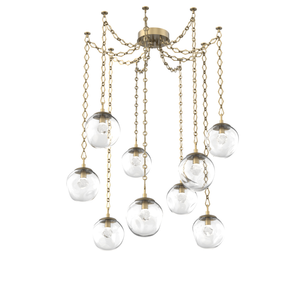 Aster LED Multi Light Pendant Multi Port Canopy Gilded Brass