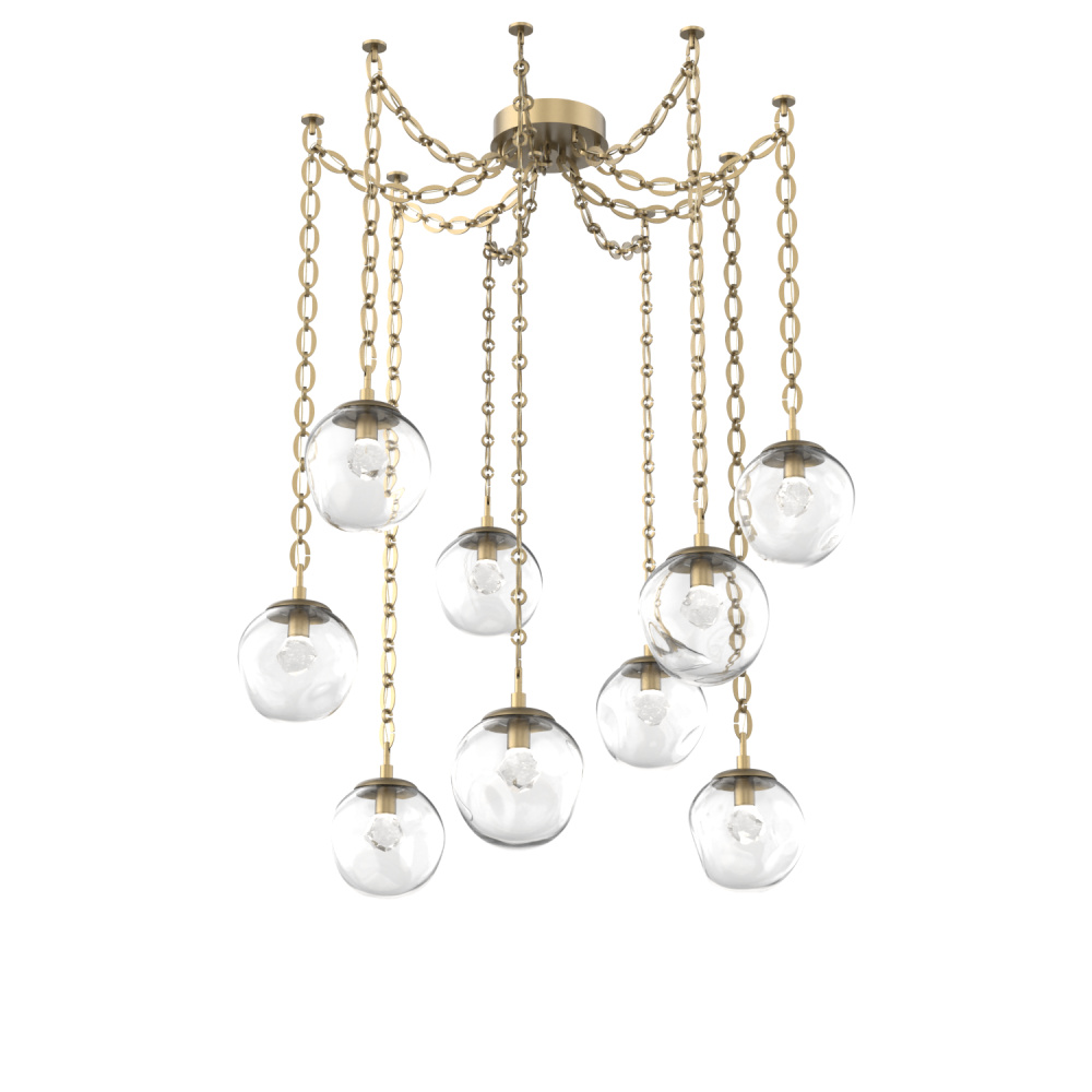 Aster LED Multi Light Pendant Multi Port Canopy Gilded Brass