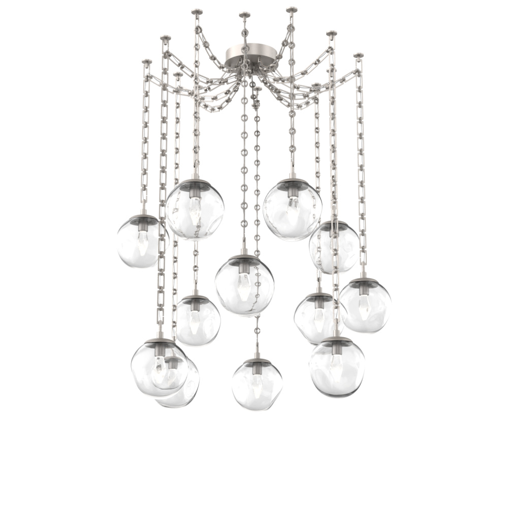 Aster LED Multi Light Pendant Multi Port Canopy Beige Silver