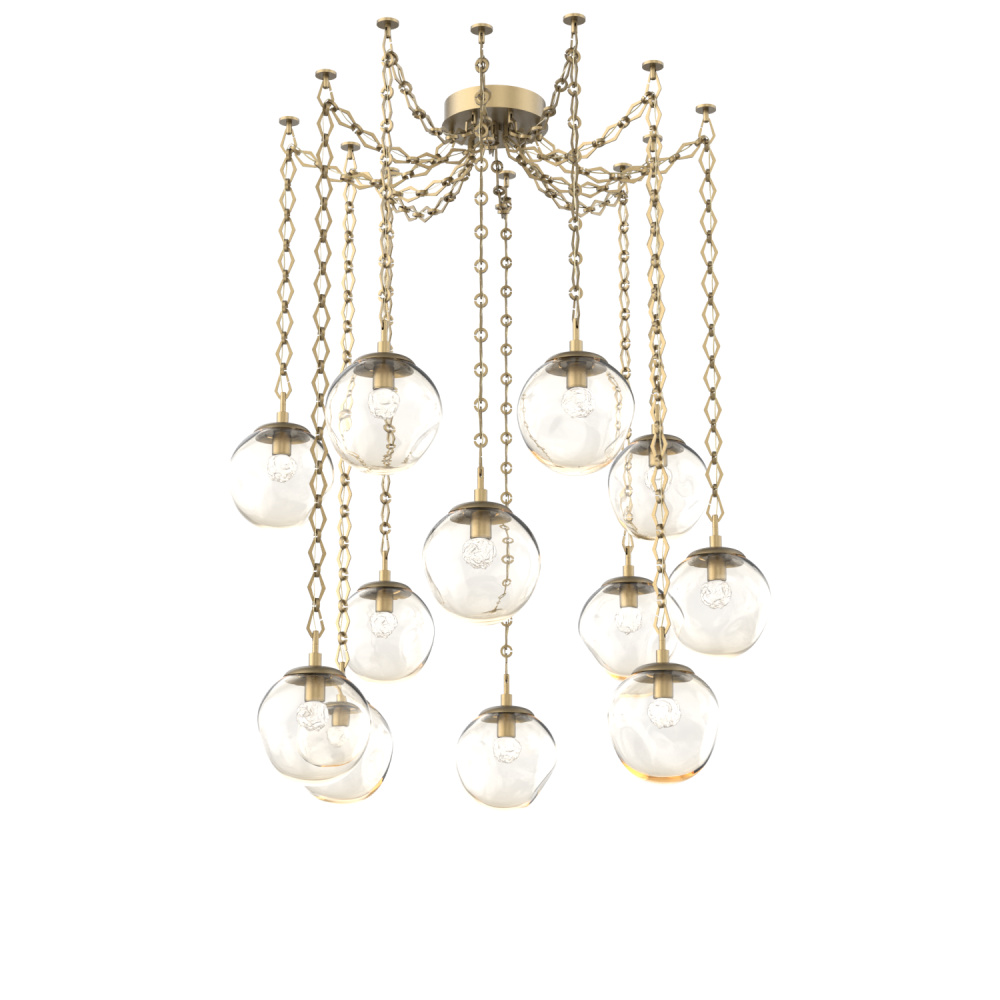 Aster LED Multi Light Pendant Multi Port Canopy Gilded Brass