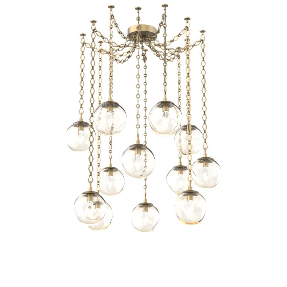 Aster LED Multi Light Pendant Multi Port Canopy Gilded Brass