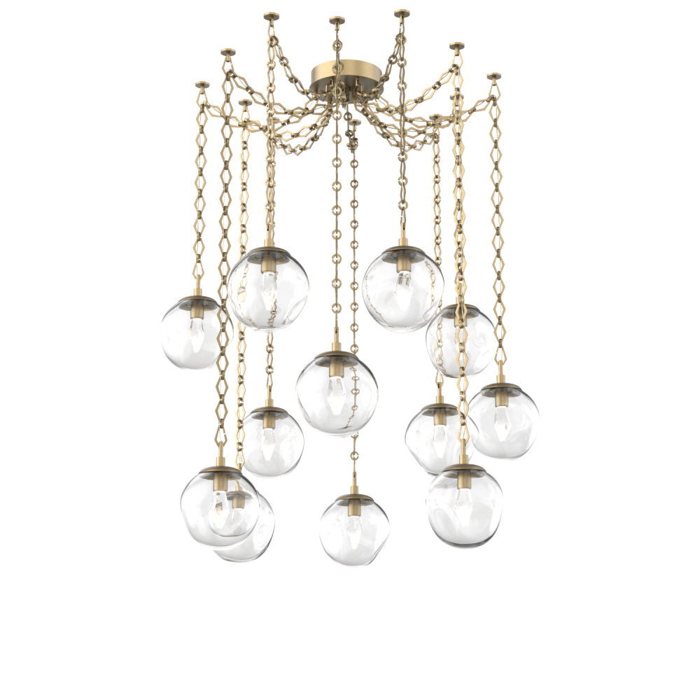 Aster LED Multi Light Pendant Multi Port Canopy Gilded Brass