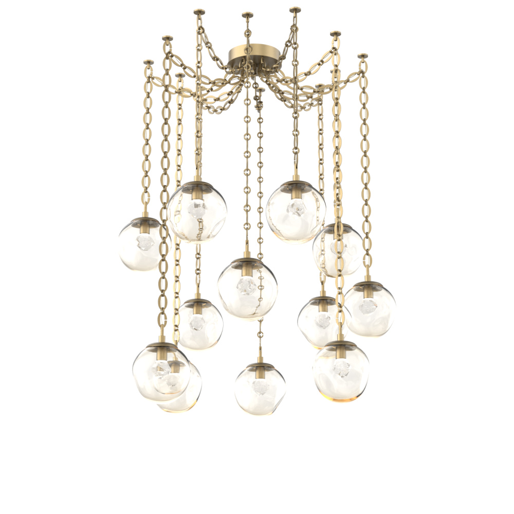 Aster LED Multi Light Pendant Multi Port Canopy Gilded Brass