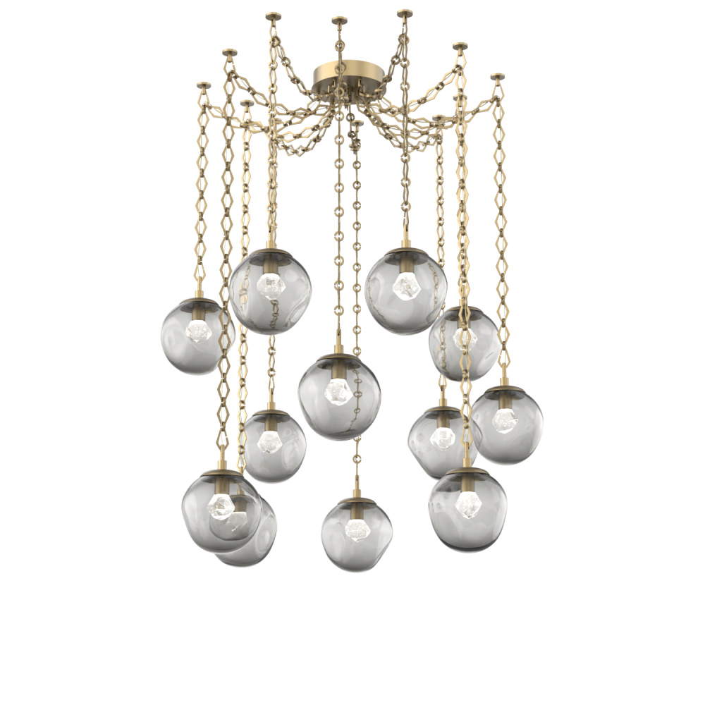 Aster LED Multi Light Pendant Multi Port Canopy Gilded Brass