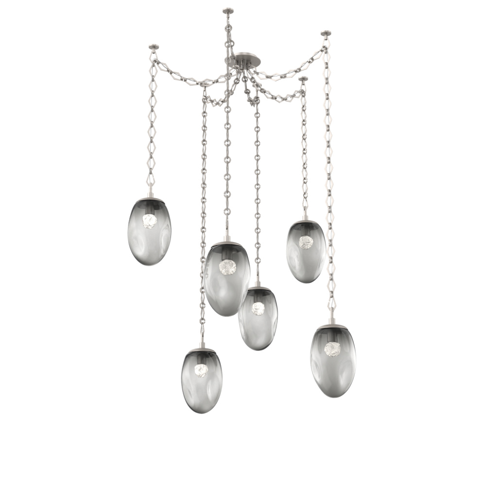 Meteo LED Multi Light Pendant Multi Port Canopy Beige Silver