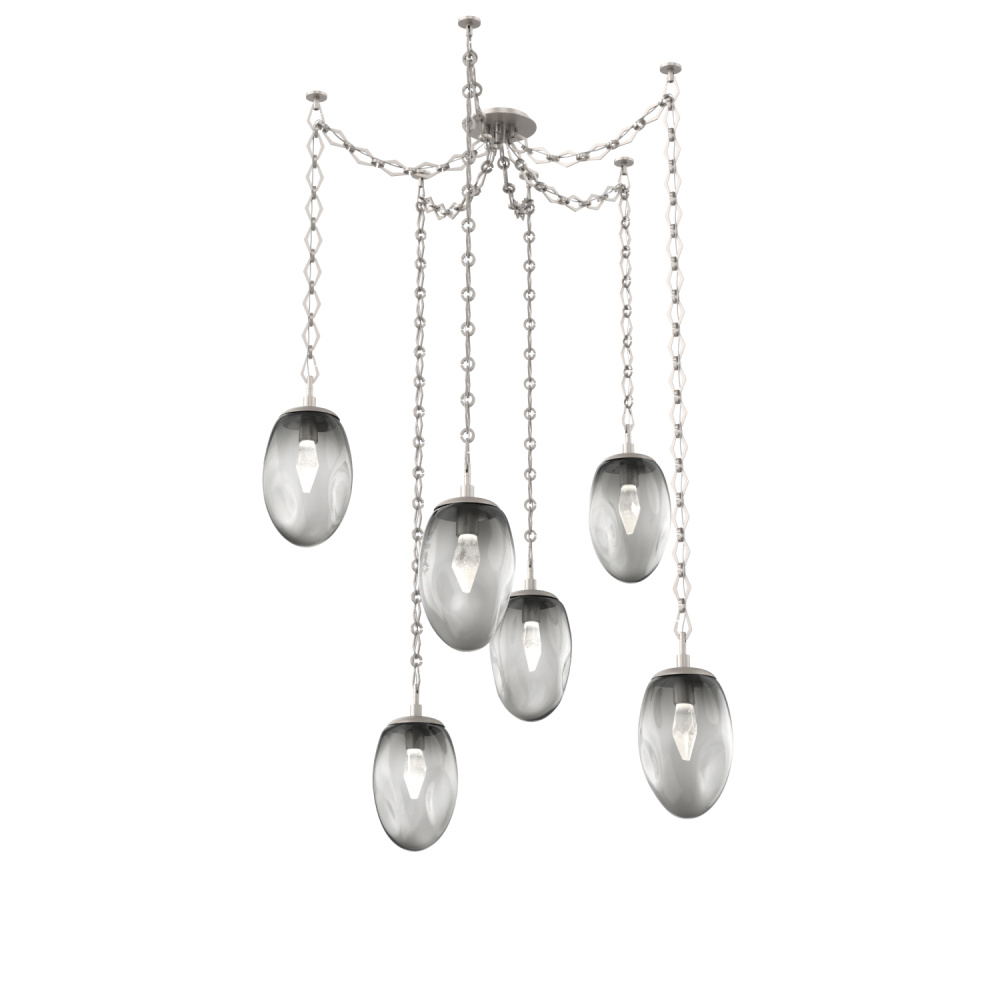 Meteo LED Multi Light Pendant Multi Port Canopy Beige Silver