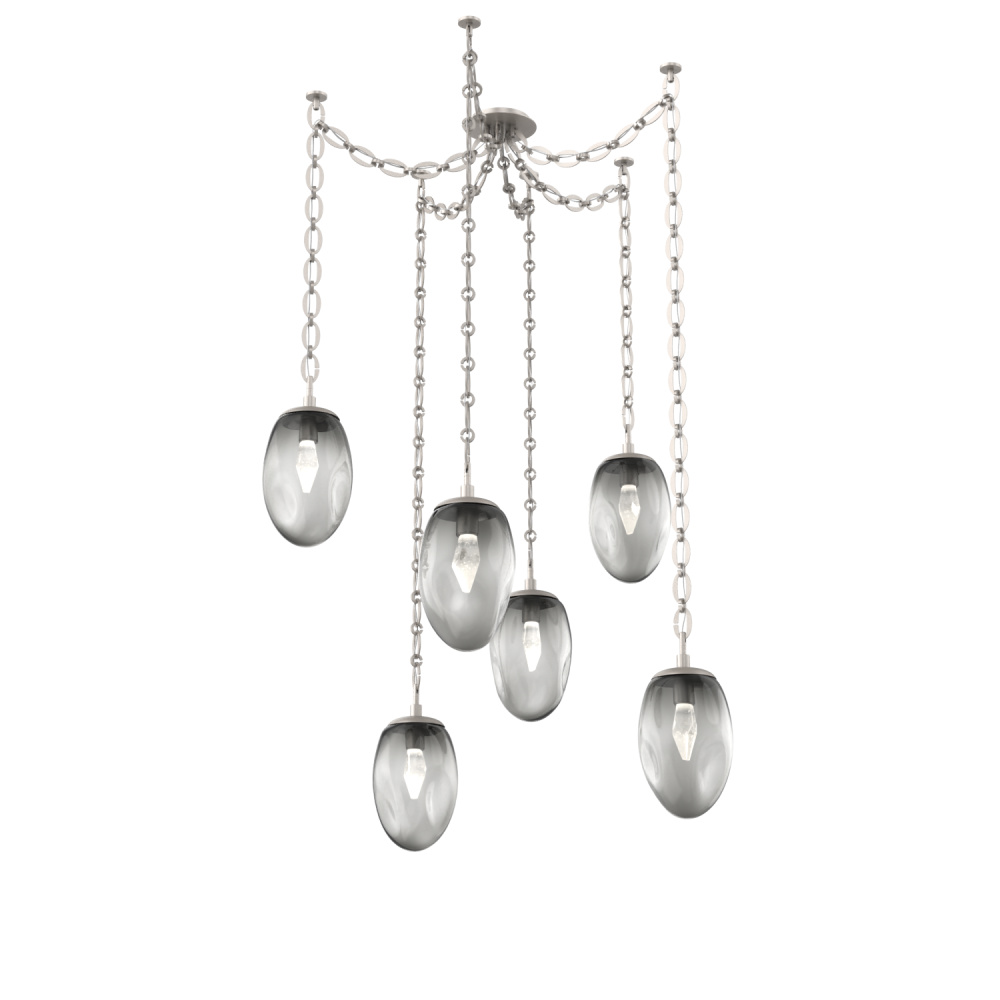 Meteo LED Multi Light Pendant Multi Port Canopy Beige Silver