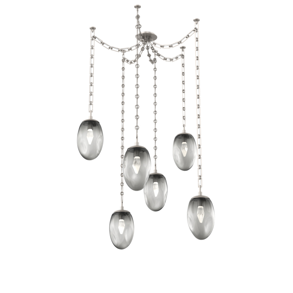 Meteo LED Multi Light Pendant Multi Port Canopy Beige Silver