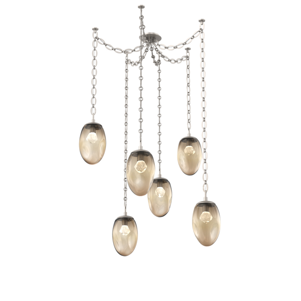 Meteo LED Multi Light Pendant Multi Port Canopy Beige Silver