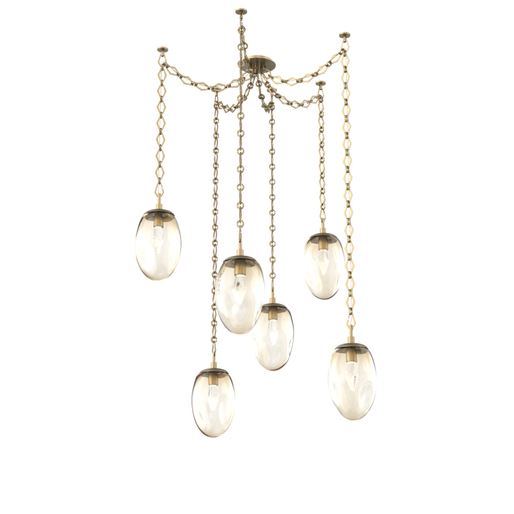 Meteo LED Multi Light Pendant Multi Port Canopy Gilded Brass