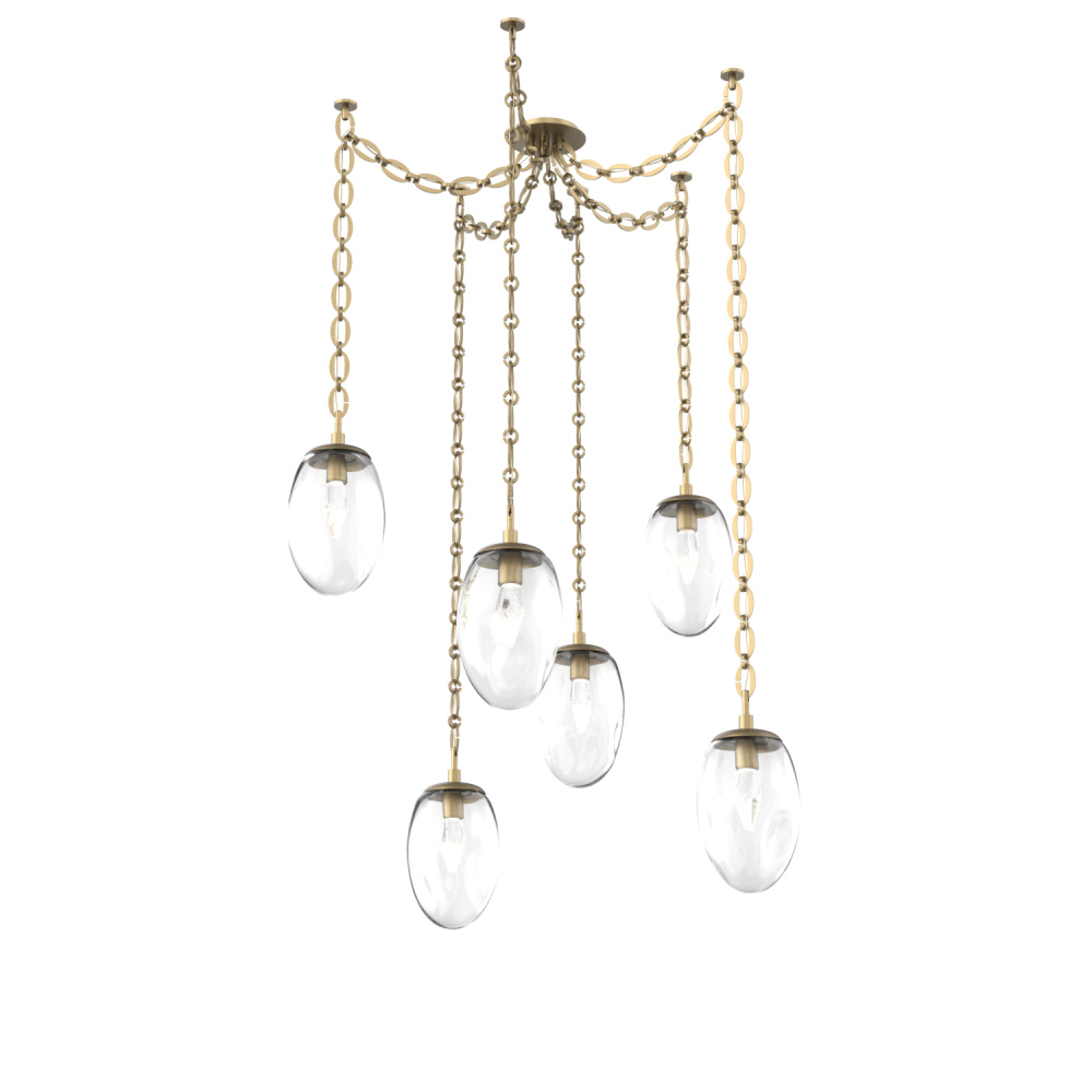 Meteo LED Multi Light Pendant Multi Port Canopy Gilded Brass