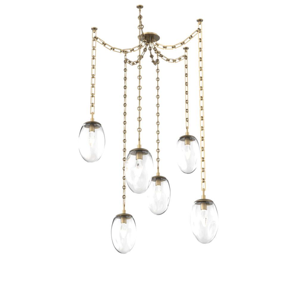 Meteo LED Multi Light Pendant Multi Port Canopy Gilded Brass