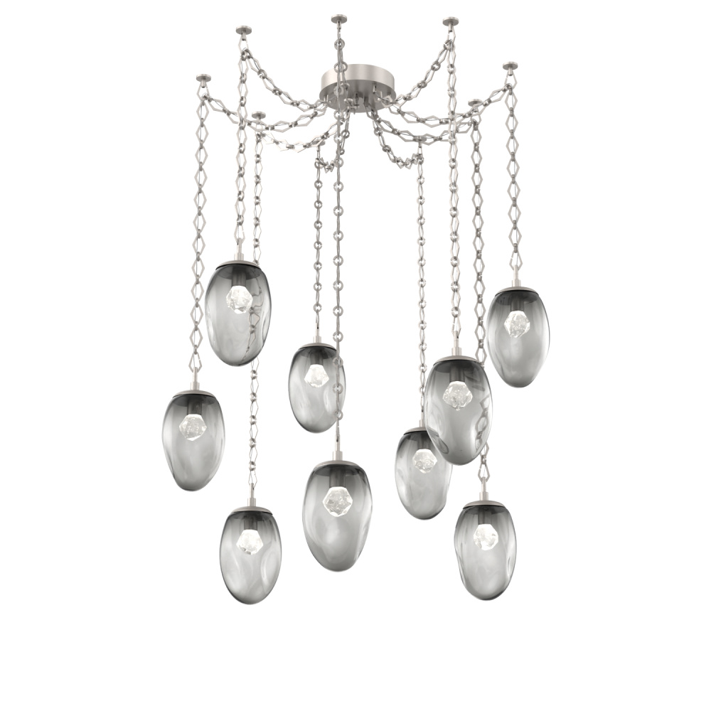 Meteo LED Multi Light Pendant Multi Port Canopy Beige Silver