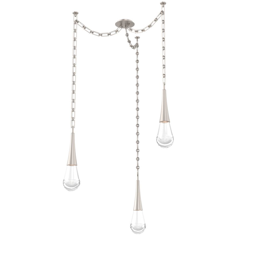Raindrop Multi Light Pendant Beige Silver