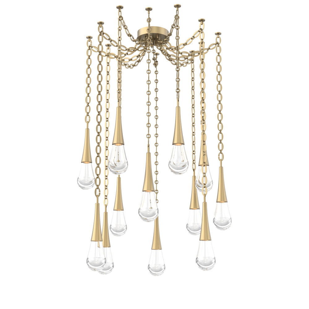 Raindrop Multi Light Pendant Gilded Brass